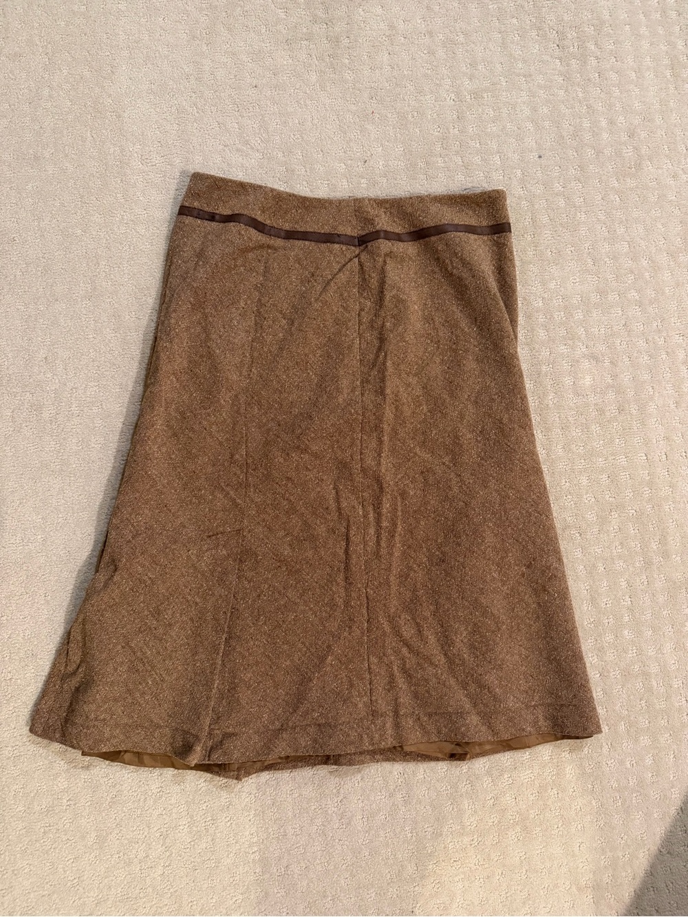 Ann Taylor Brown A-Line Wool-Blend Skirt with Trim